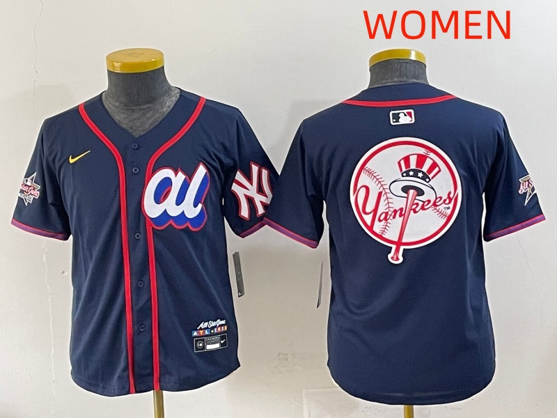Women 2025 New York Yankees Blank Drak Blue All star Blank Blue Nike MLB Jersey style 9